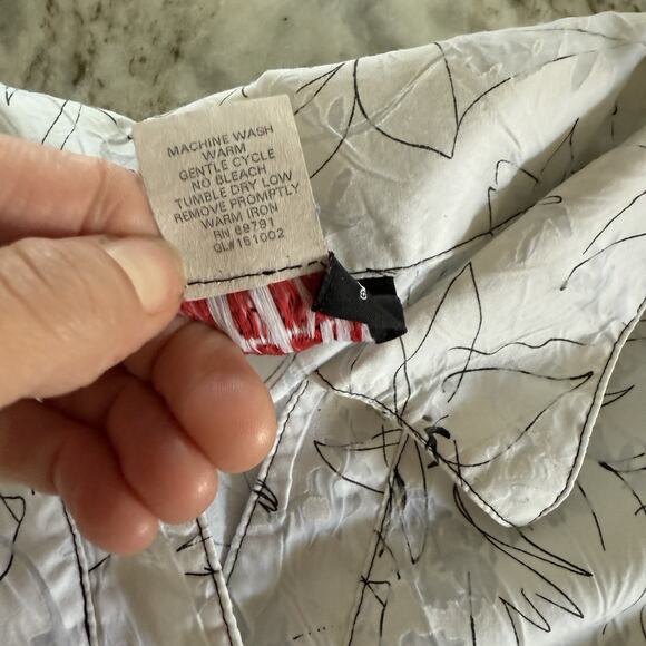 Maggie Barnes Textured Button Shirt Plus 20W Roll Tab Resortwear Tropical Vaca - Picture 4 of 7